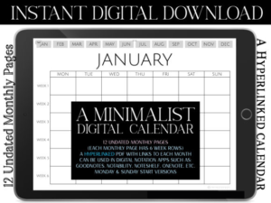 Minimalist Monthly Goodnotes Calendar