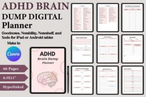 Digital ADHD Brain Dump Planner Canva